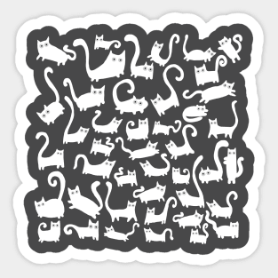 White cats on black Sticker